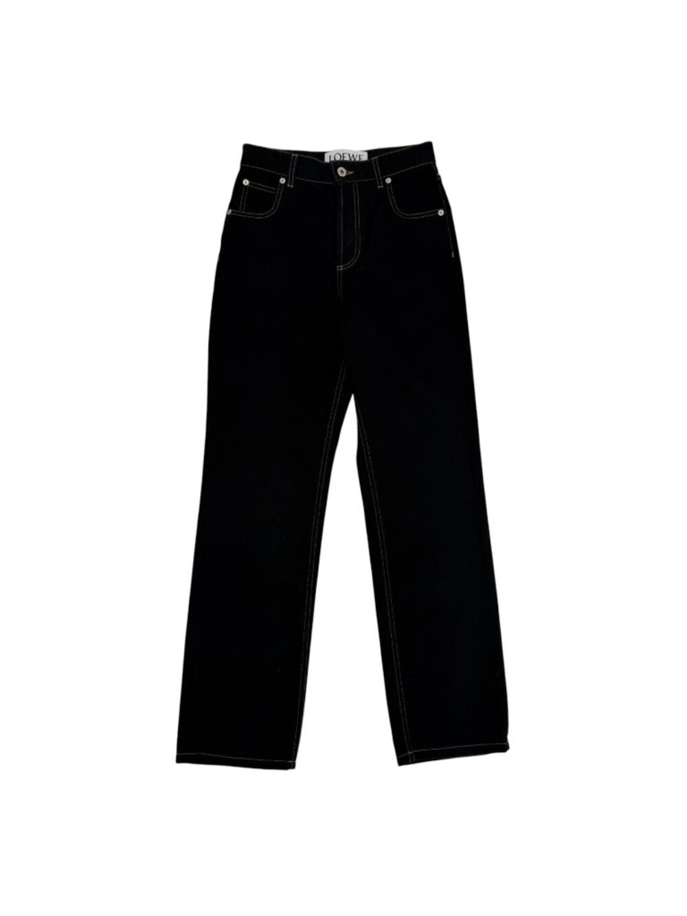 Loewe Cotton Anag Lambskin Button Fly Pants Indigo 34